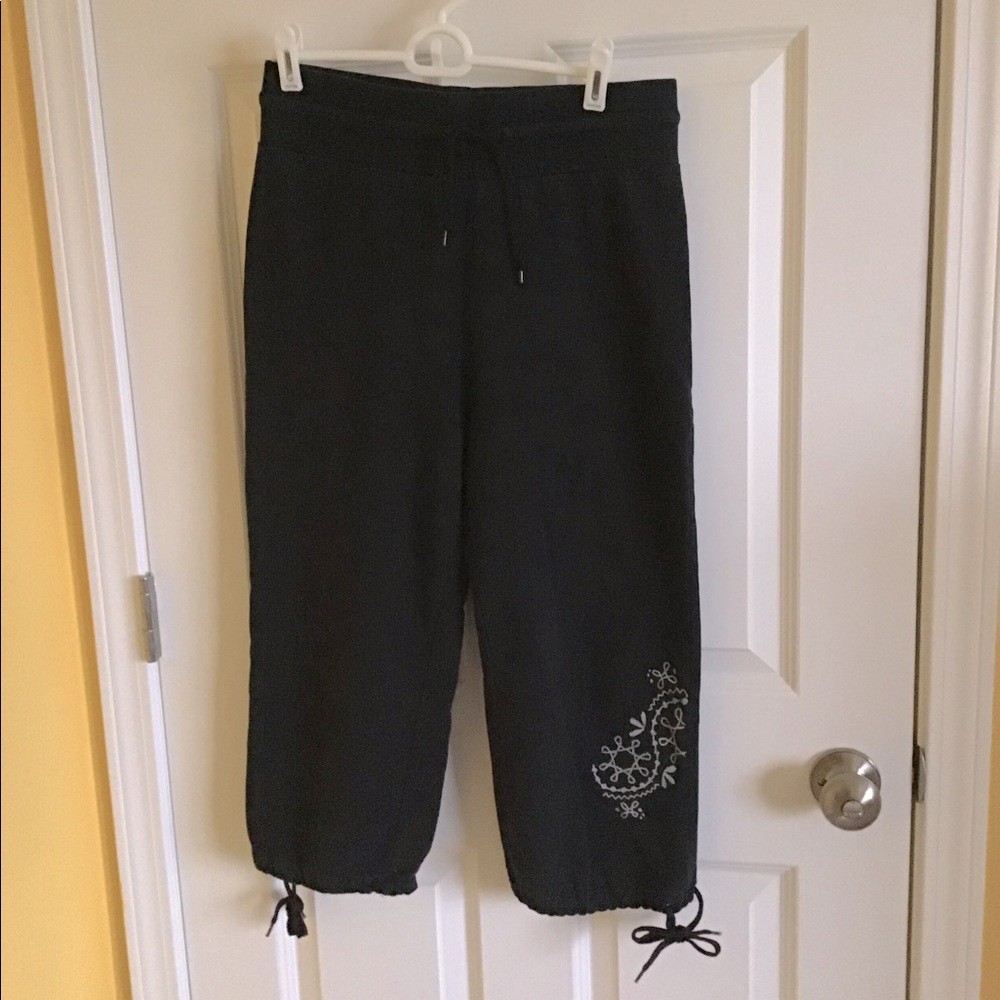 Navy blue Exercise crop Cotten spandex pants